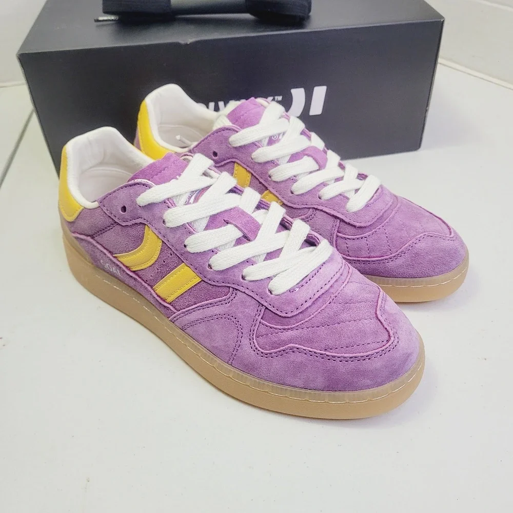 Coolway Women's Goal Sneakers EU 37 (US 6.5) Purple Yellow Suede Low Top Shoes